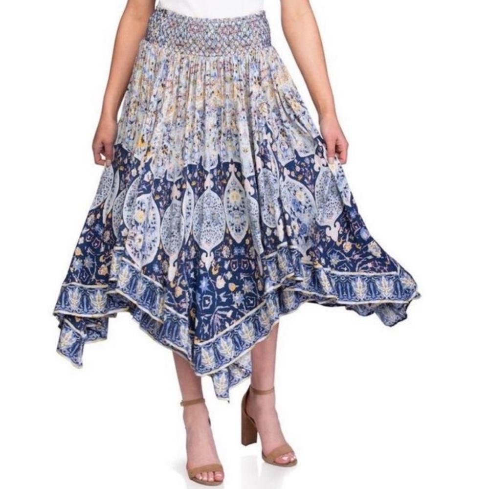Free People Roaming Wild Handkerchief MIDI Skirt